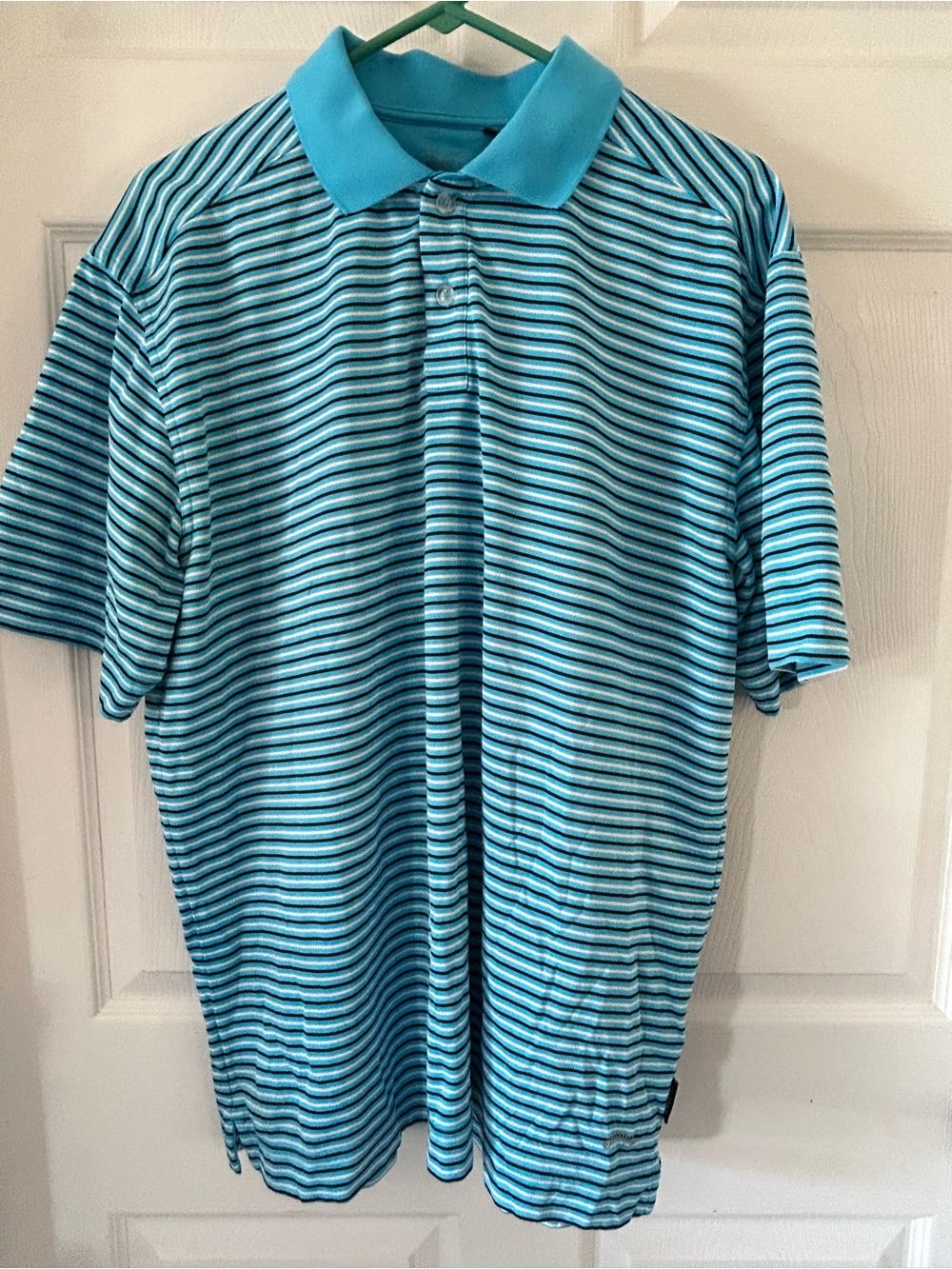 Callaway Teal and Navy Striped Men's Polo